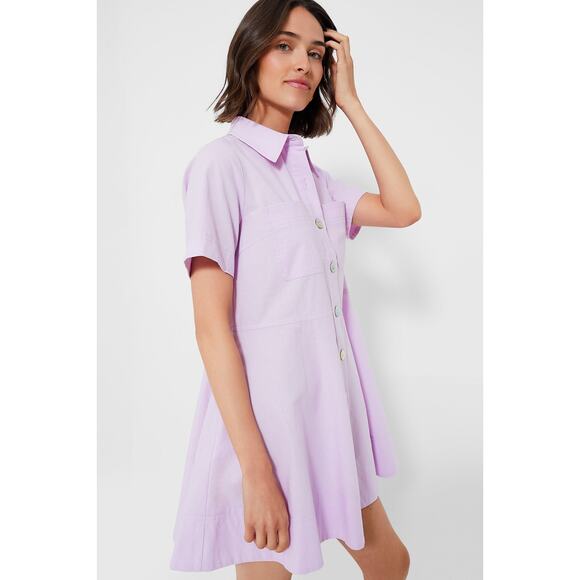 Tuckernuck Meryl Shirt Dress Size XS Lilac Purple Cotton Pomander Place - Picture 5 of 14